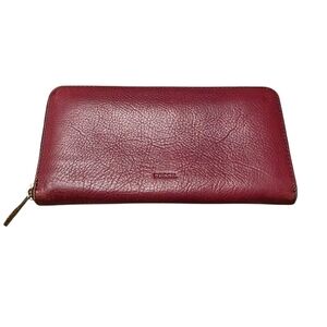 Fossil Maroon Leather Zip Around Wallet